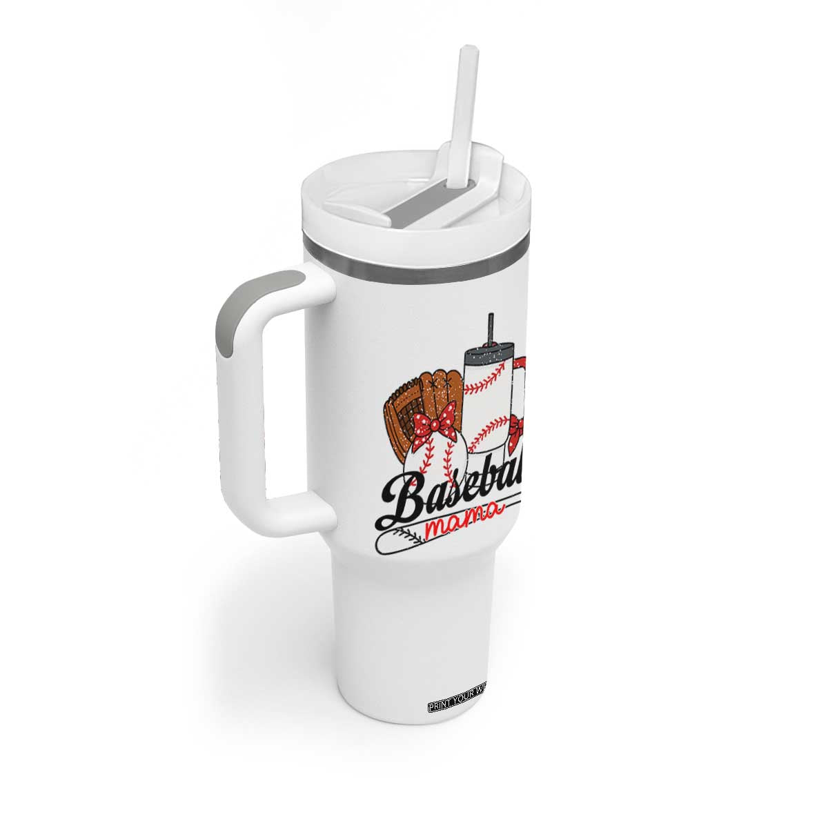Baseball Mama Tumbler With Handle Funny Sports Mom Life Lover TS12 Print Your Wear