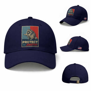 Protect The Jimothy Baseball Cap Funny Retro Trash Panda Animal Lover Meme TS12 Baseball Cap Universal Fit Dark Blue Print Your Wear
