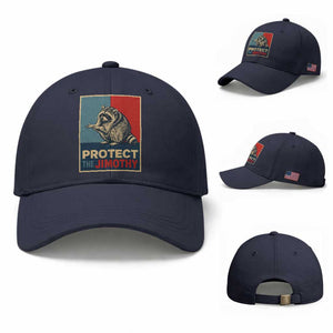 Protect The Jimothy Baseball Cap Funny Retro Trash Panda Animal Lover Meme TS12 Baseball Cap Universal Fit Navy Print Your Wear