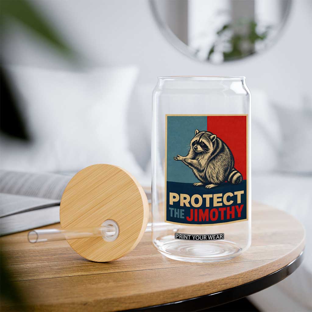 Protect The Jimothy Glass Can Funny Retro Trash Panda Animal Lover Meme TS12 Print Your Wear