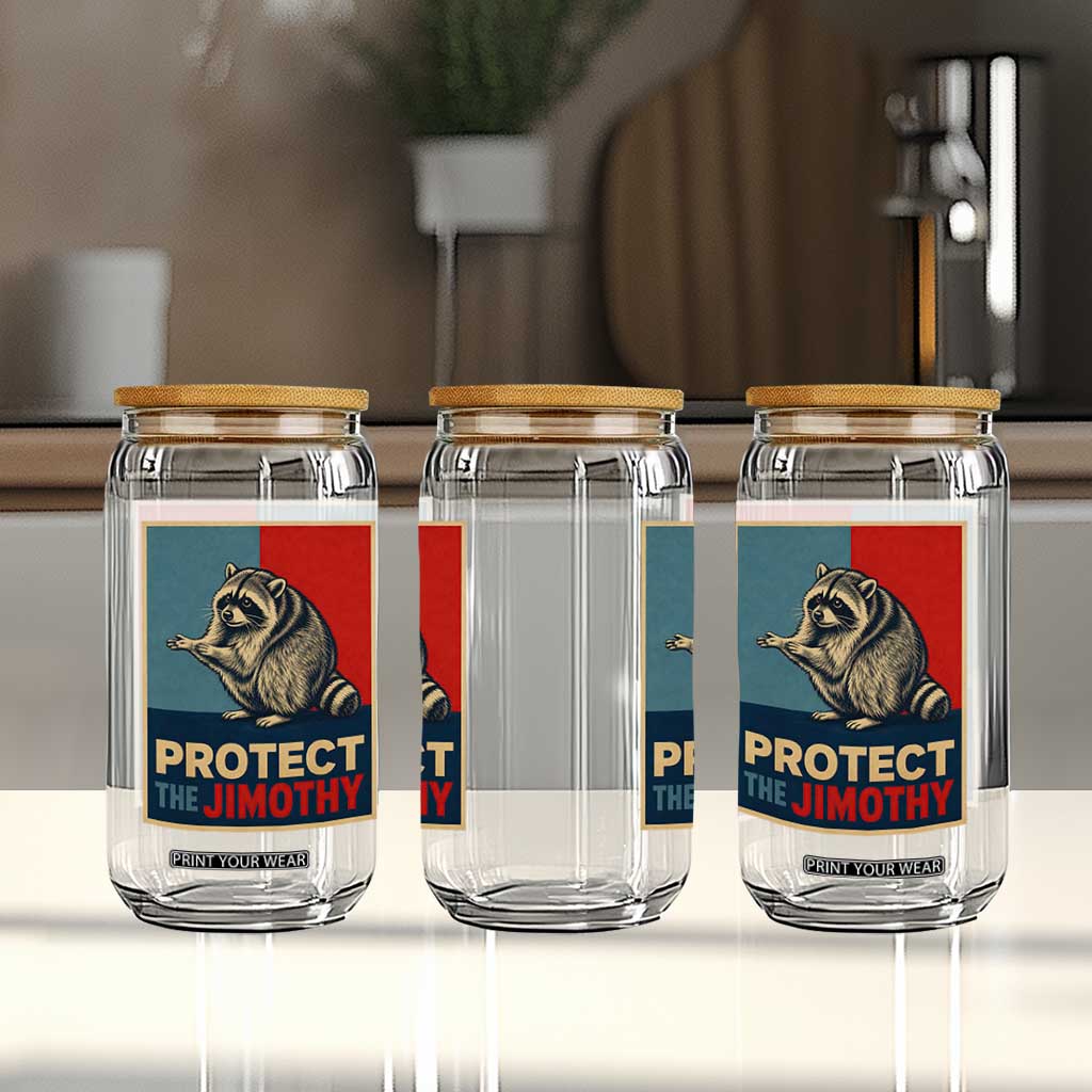Protect The Jimothy Glass Can Funny Retro Trash Panda Animal Lover Meme TS12 Print Your Wear