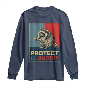 Protect The Jimothy Long Sleeve Shirt Funny Retro Trash Panda Animal Lover Meme TS12 Navy Print Your Wear