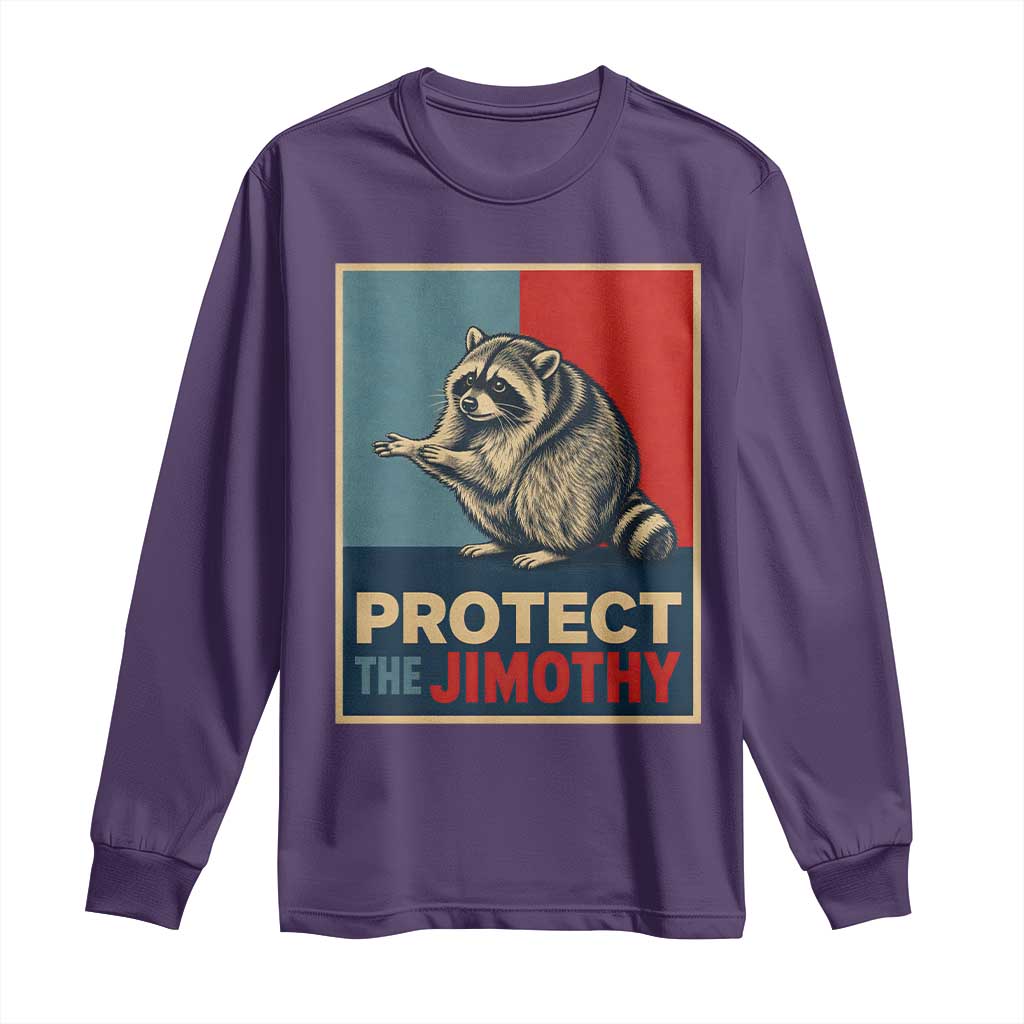 Protect The Jimothy Long Sleeve Shirt Funny Retro Trash Panda Animal Lover Meme TS12 Purple Print Your Wear