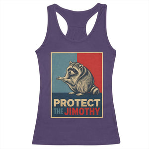 Protect The Jimothy Racerback Tank Top Funny Retro Trash Panda Animal Lover Meme TS12 Purple Print Your Wear