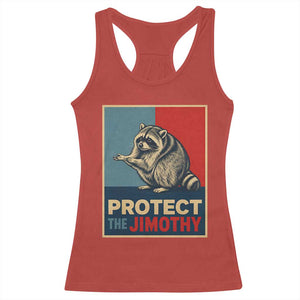 Protect The Jimothy Racerback Tank Top Funny Retro Trash Panda Animal Lover Meme TS12 Red Print Your Wear