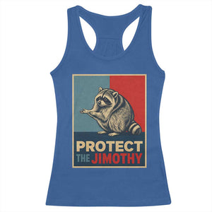 Protect The Jimothy Racerback Tank Top Funny Retro Trash Panda Animal Lover Meme TS12 Royal Blue Print Your Wear
