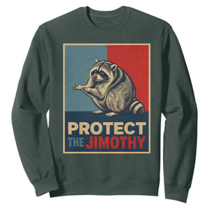Protect The Jimothy Sweatshirt Funny Retro Trash Panda Animal Lover Meme TS12 Dark Forest Green Print Your Wear