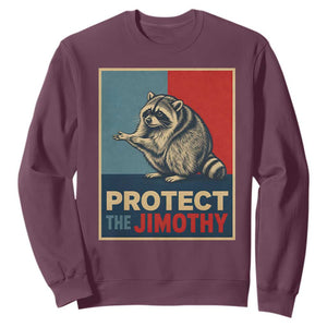 Protect The Jimothy Sweatshirt Funny Retro Trash Panda Animal Lover Meme TS12 Maroon Print Your Wear