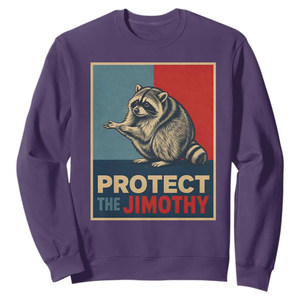 Protect The Jimothy Sweatshirt Funny Retro Trash Panda Animal Lover Meme TS12 Purple Print Your Wear
