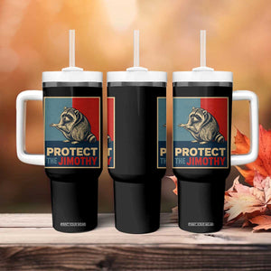 Protect The Jimothy Tumbler With Handle Funny Retro Trash Panda Animal Lover Meme TS12 Print Your Wear