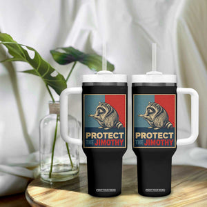 Protect The Jimothy Tumbler With Handle Funny Retro Trash Panda Animal Lover Meme TS12 Print Your Wear