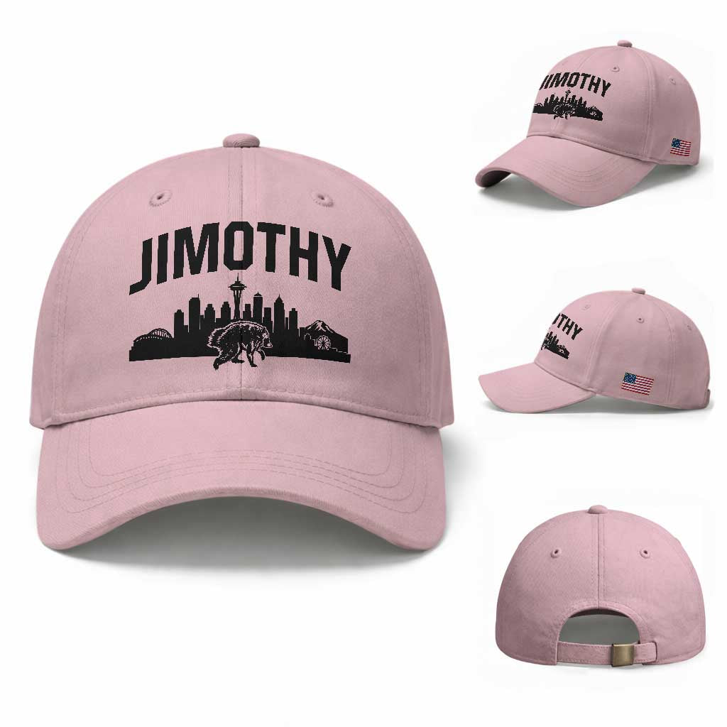 Jimothy The Raccoon Baseball Cap Seattle Space Needle Mount Rainier Landscape Art TS12 Baseball Cap Universal Fit Light Pink Print Your Wear