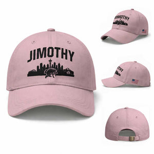 Jimothy The Raccoon Baseball Cap Seattle Space Needle Mount Rainier Landscape Art TS12 Baseball Cap Universal Fit Light Pink Print Your Wear