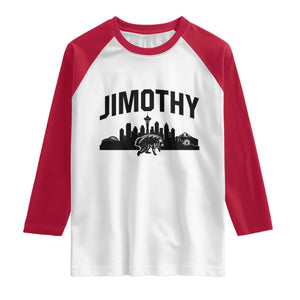 Jimothy The Raccoon Raglan Shirt Seattle Space Needle Mount Rainier Landscape Art TS12 White Red Print Your Wear