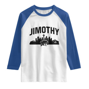 Jimothy The Raccoon Raglan Shirt Seattle Space Needle Mount Rainier Landscape Art TS12 White Royal Print Your Wear