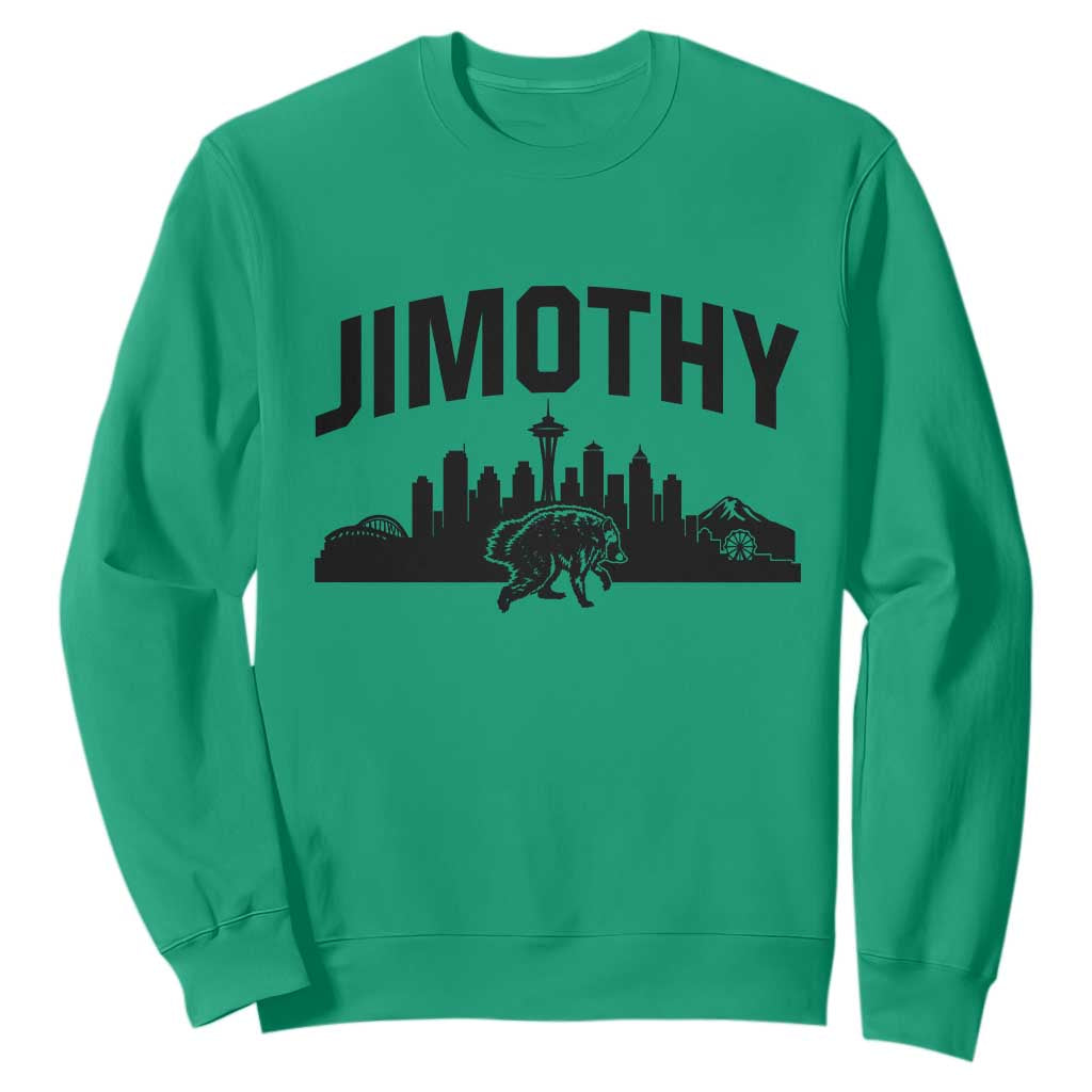 Jimothy The Raccoon Sweatshirt Seattle Space Needle Mount Rainier Landscape Art TS12 Irish Green Print Your Wear