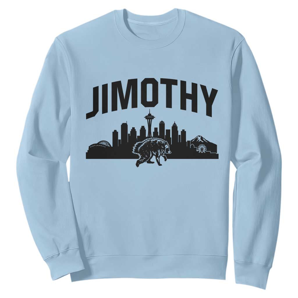 Jimothy The Raccoon Sweatshirt Seattle Space Needle Mount Rainier Landscape Art TS12 Light Blue Print Your Wear