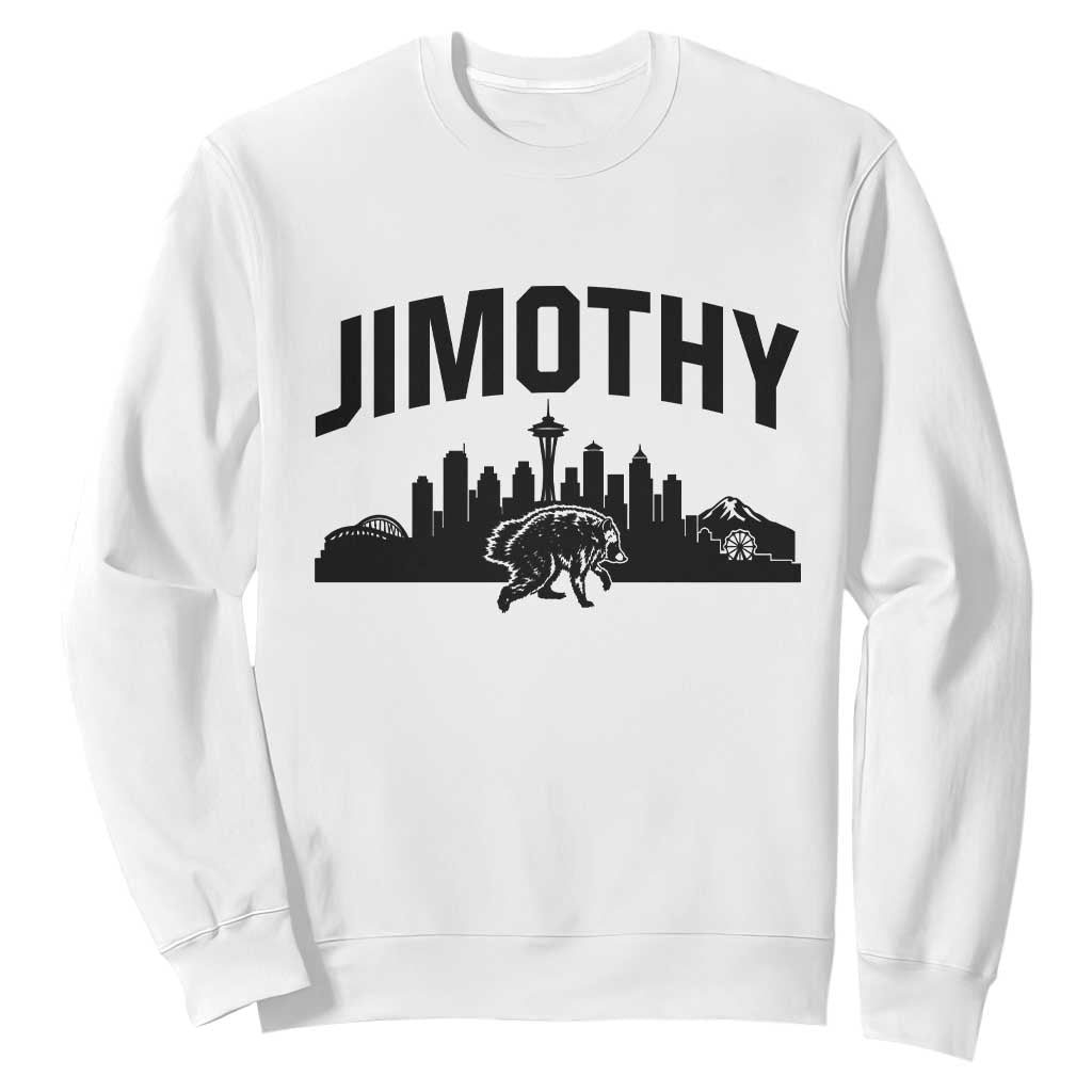 Jimothy The Raccoon Sweatshirt Seattle Space Needle Mount Rainier Landscape Art TS12 White Print Your Wear