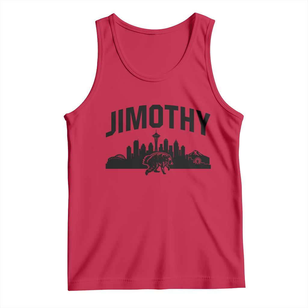 Jimothy The Raccoon Tank Top Seattle Space Needle Mount Rainier Landscape Art TS12 Red Print Your Wear