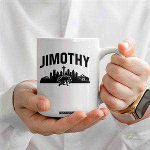 Jimothy The Raccoon Coffee Mug Seattle Space Needle Mount Rainier Landscape Art TS12 Print Your Wear