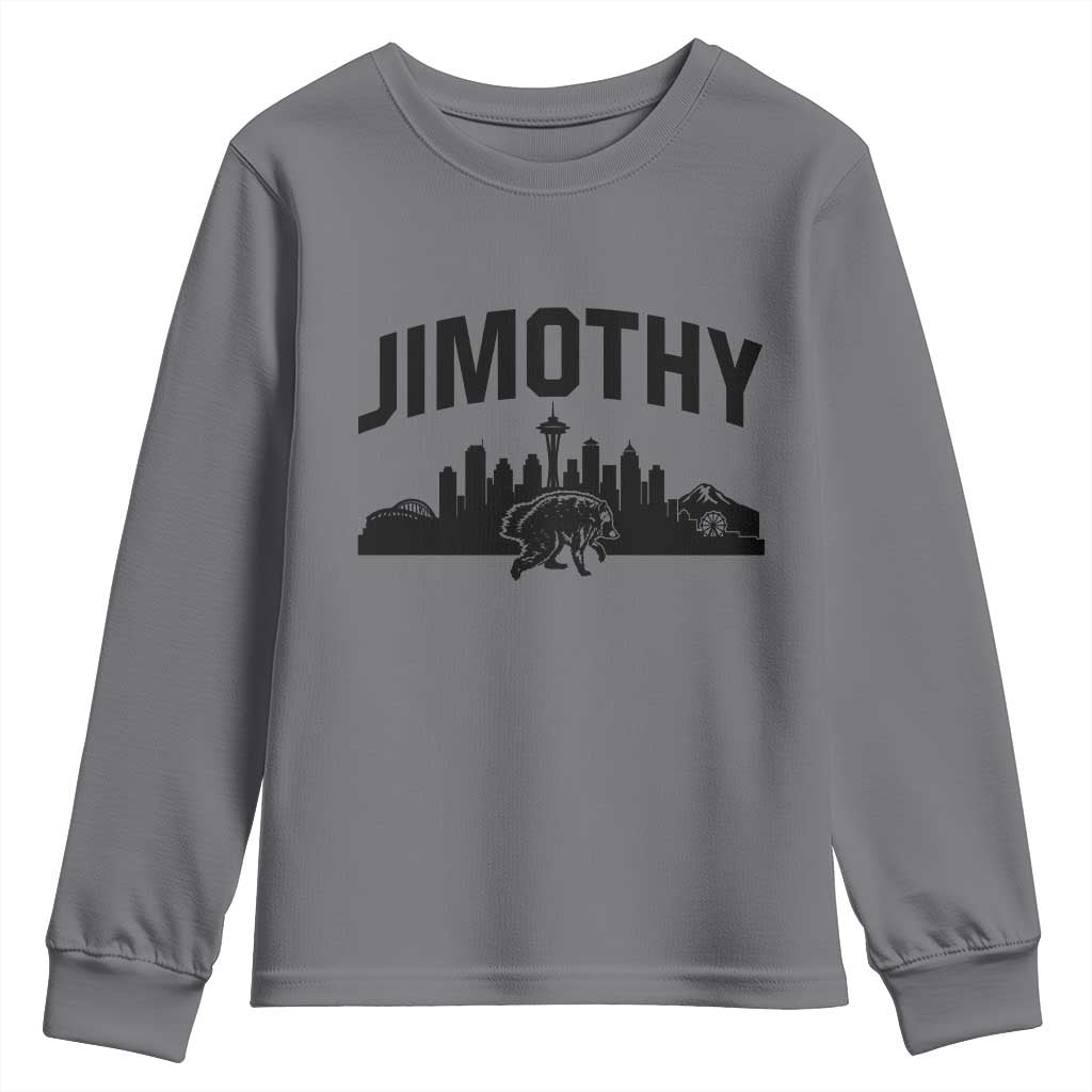 Jimothy The Raccoon Youth Sweatshirt Seattle Space Needle Mount Rainier Landscape Art TS12 Charcoal Print Your Wear