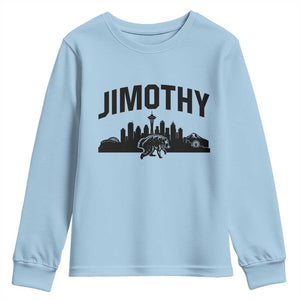 Jimothy The Raccoon Youth Sweatshirt Seattle Space Needle Mount Rainier Landscape Art TS12 Light Blue Print Your Wear