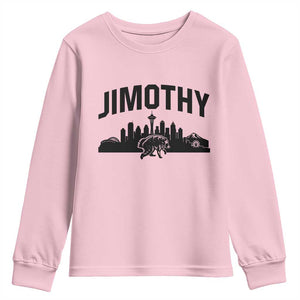 Jimothy The Raccoon Youth Sweatshirt Seattle Space Needle Mount Rainier Landscape Art TS12 Light Pink Print Your Wear