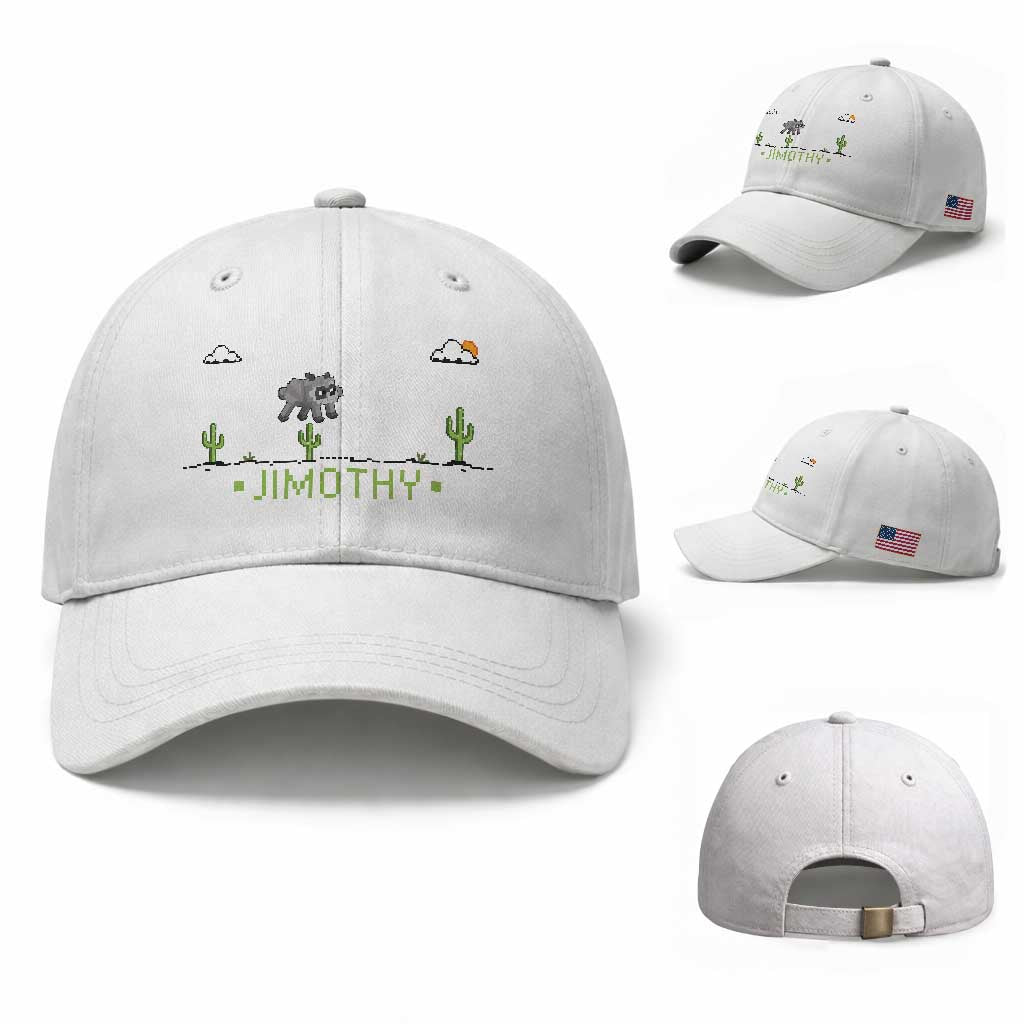 Funny Jimothy The Raccoon Baseball Cap Pixel Art Retro Gaming Trash Panda Meme TS12 Baseball Cap Universal Fit White Print Your Wear