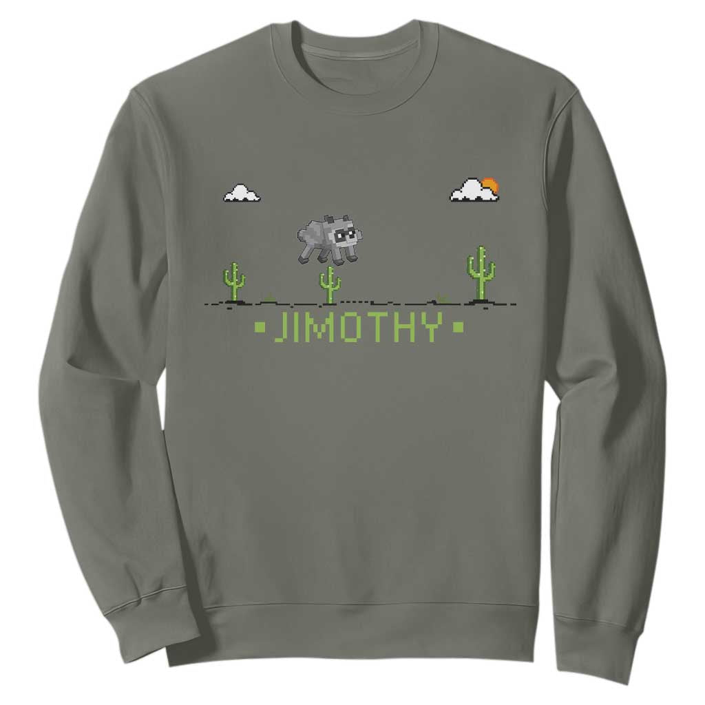 Funny Jimothy The Raccoon Sweatshirt Pixel Art Retro Gaming Trash Panda Meme TS12 Military Green Print Your Wear