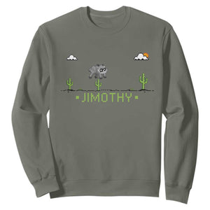 Funny Jimothy The Raccoon Sweatshirt Pixel Art Retro Gaming Trash Panda Meme TS12 Military Green Print Your Wear