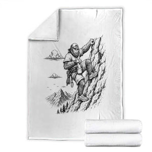 Funny Bigfoot Mountain Climber Throw Blanket Outdoor Hiking Adventure TS12 White Print Your Wear