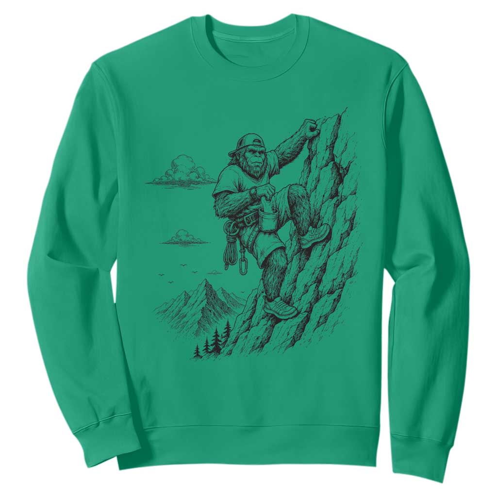 Funny Bigfoot Mountain Climber Sweatshirt Outdoor Hiking Adventure TS12 Irish Green Print Your Wear