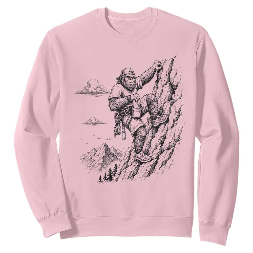 Funny Bigfoot Mountain Climber Sweatshirt Outdoor Hiking Adventure TS12 Light Pink Print Your Wear