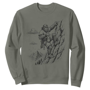 Funny Bigfoot Mountain Climber Sweatshirt Outdoor Hiking Adventure TS12 Military Green Print Your Wear