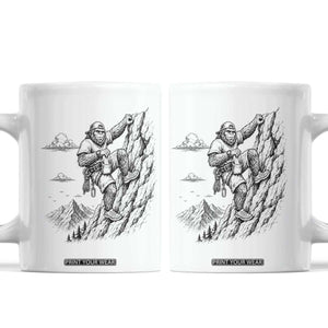 Funny Bigfoot Mountain Climber Coffee Mug Outdoor Hiking Adventure TS12 White Print Your Wear