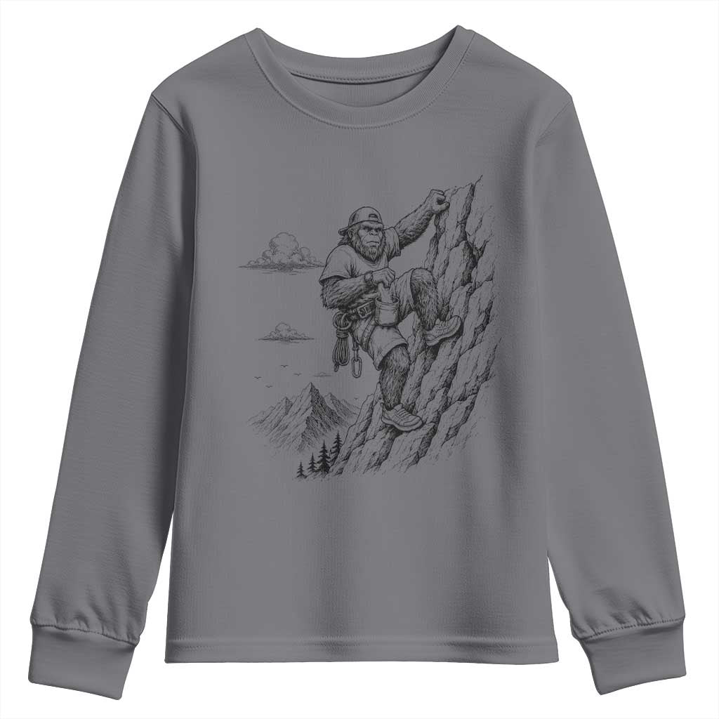 Funny Bigfoot Mountain Climber Youth Sweatshirt Outdoor Hiking Adventure TS12 Charcoal Print Your Wear