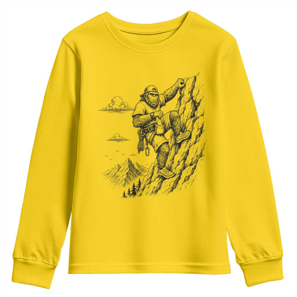 Funny Bigfoot Mountain Climber Youth Sweatshirt Outdoor Hiking Adventure TS12 Daisy Print Your Wear