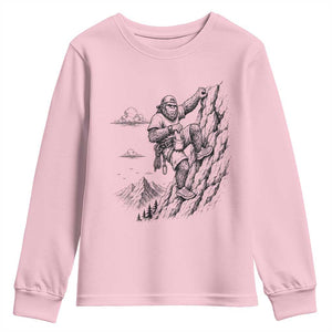 Funny Bigfoot Mountain Climber Youth Sweatshirt Outdoor Hiking Adventure TS12 Light Pink Print Your Wear