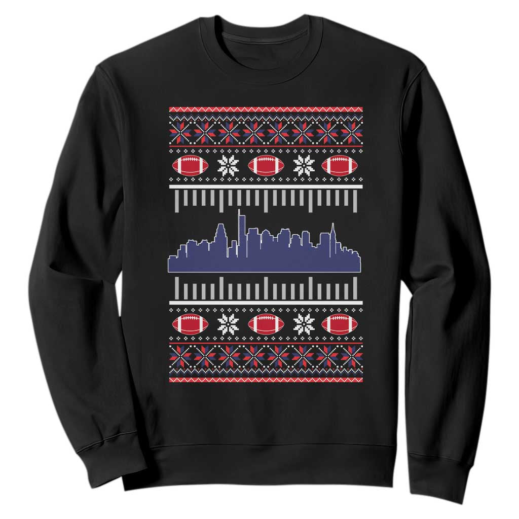 New England Skyline Game Day Sweatshirt Ugly Christmas Football Fan Gift TS12 Black Print Your Wear