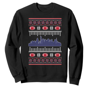 New England Skyline Game Day Sweatshirt Ugly Christmas Football Fan Gift TS12 Black Print Your Wear