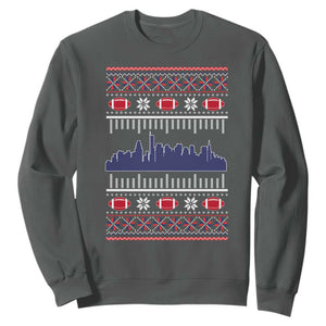 New England Skyline Game Day Sweatshirt Ugly Christmas Football Fan Gift TS12 Dark Heather Print Your Wear