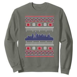 New England Skyline Game Day Sweatshirt Ugly Christmas Football Fan Gift TS12 Military Green Print Your Wear