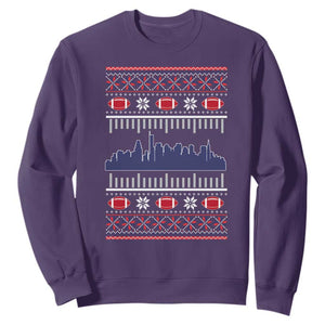 New England Skyline Game Day Sweatshirt Ugly Christmas Football Fan Gift TS12 Purple Print Your Wear