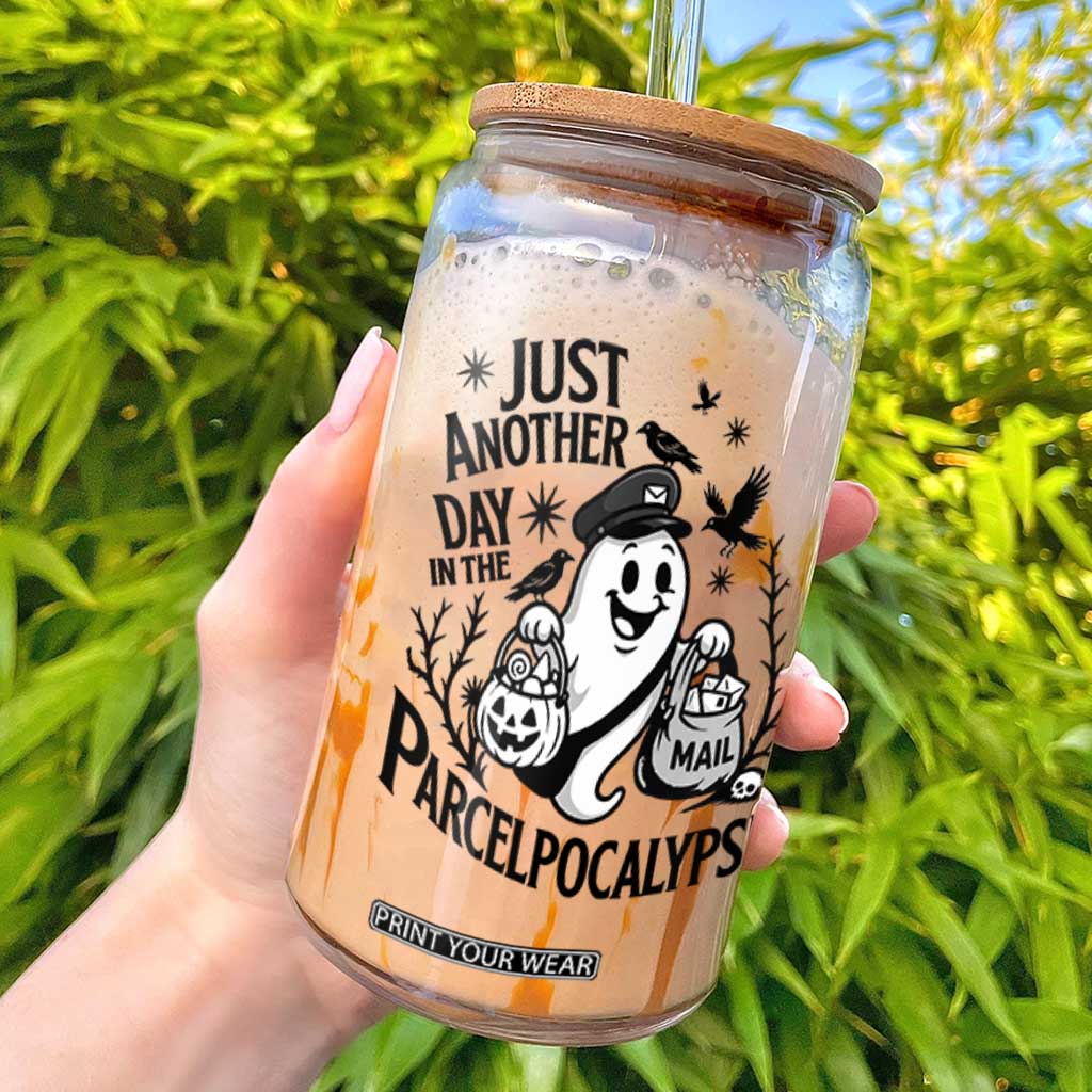 Halloween Mail Carrier Spooky Ghost Glass Can