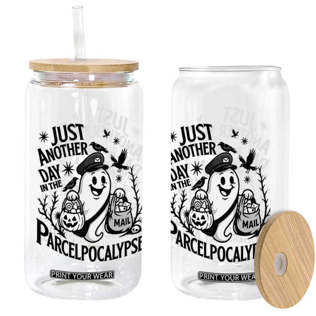 Halloween Mail Carrier Spooky Ghost Glass Can
