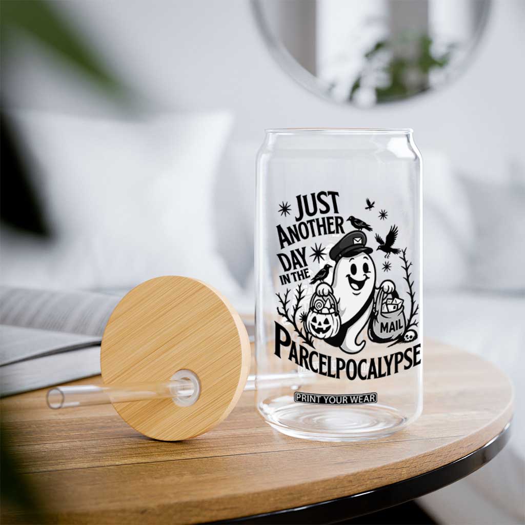 Halloween Mail Carrier Spooky Ghost Glass Can