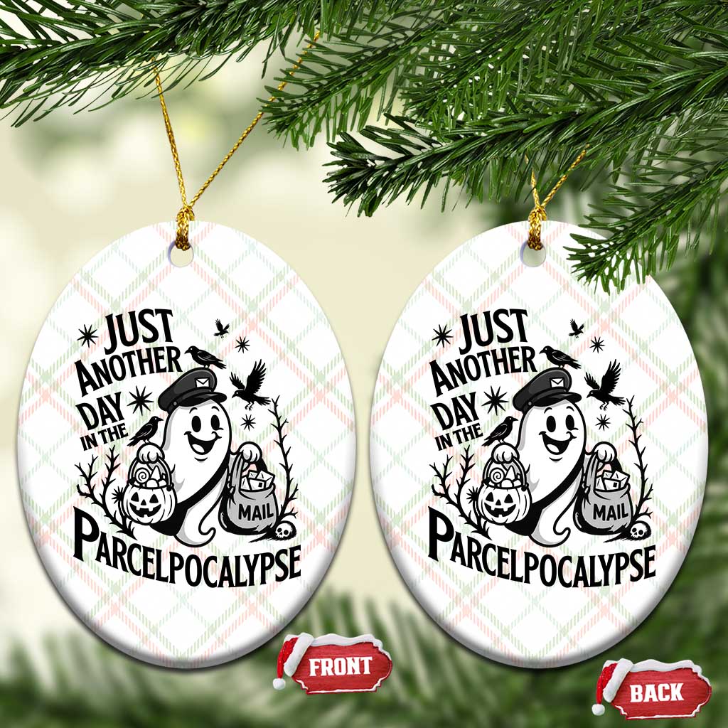Halloween Mail Carrier Spooky Ghost Ceramic Ornament
