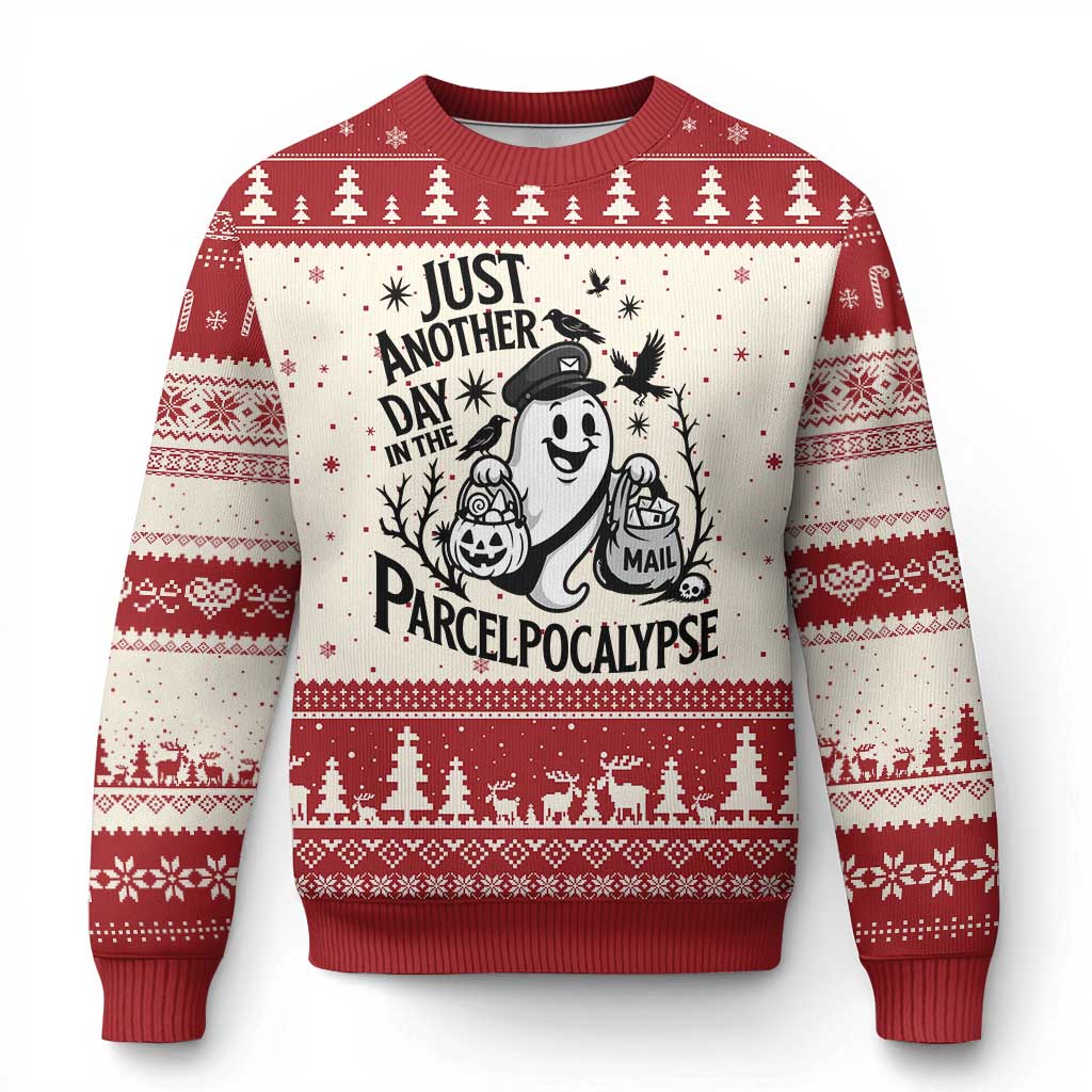 Halloween Mail Carrier Spooky Ghost Ugly Christmas Sweater