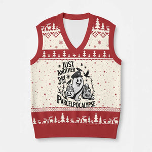Halloween Mail Carrier Spooky Ghost V-Neck Knit Sweater Vest