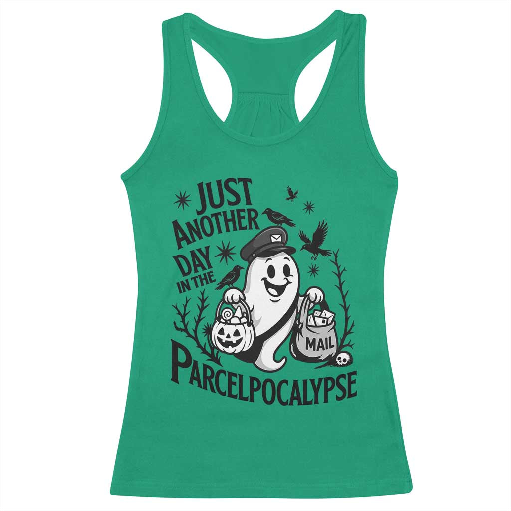 Halloween Mail Carrier Spooky Ghost Racerback Tank Top